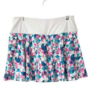 Kyodan Colorful Geometric Print Golf Tennis Skort Size Medium Pink White Blue